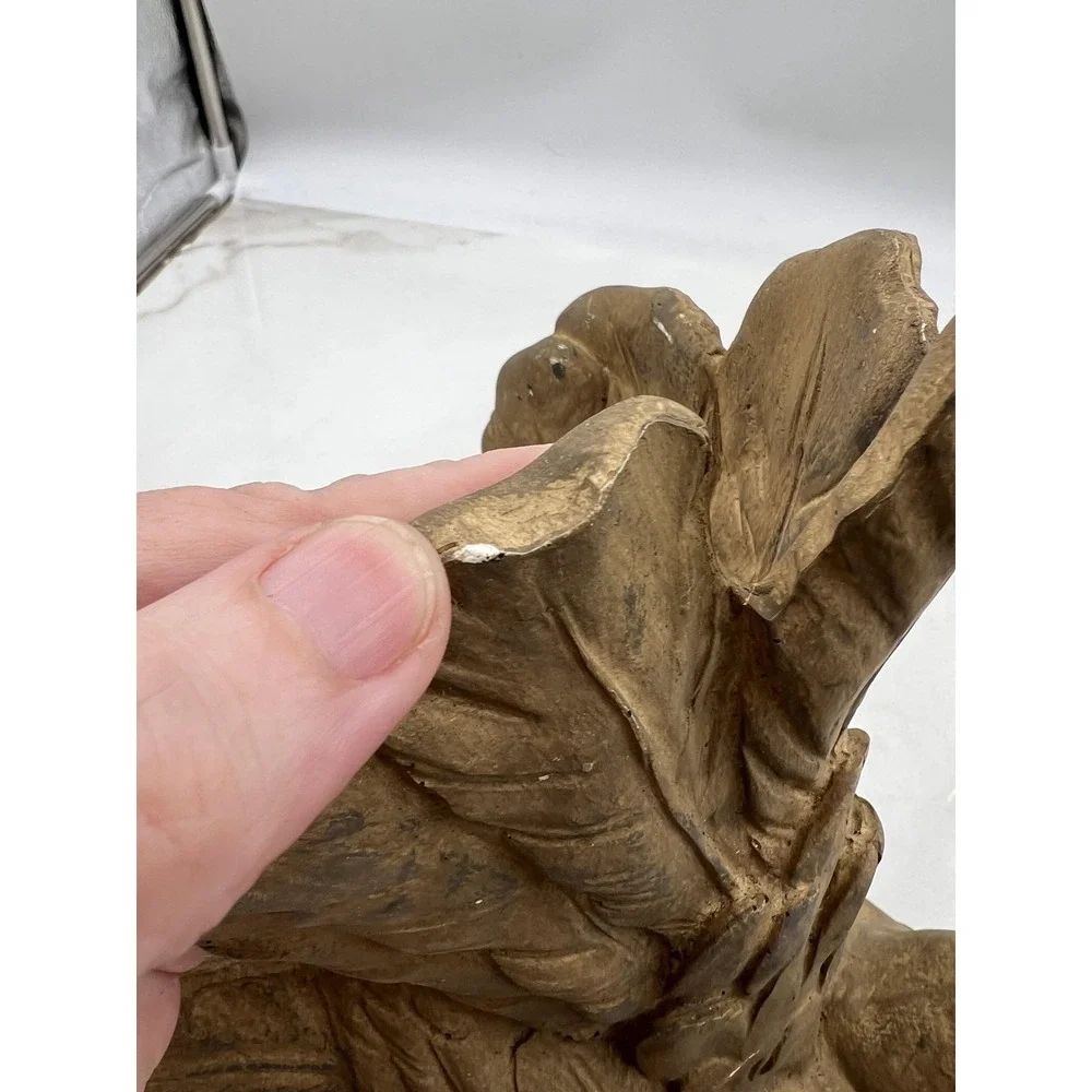 Vintage Handmade Plaster Bird Figurine Decorative Sculpture 10in Tall Rustic Art